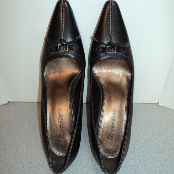 Etienne Aigner Womens 8 M Brown Leather Shoes Pumps Heels Pointed Toe - Picture 3 of 14